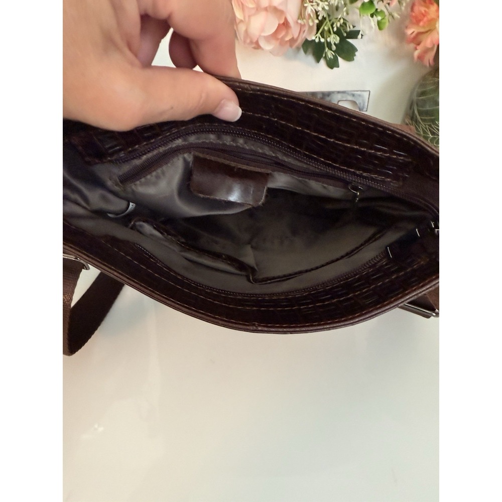 100% Genuine Leather Unisex Shoulder Bag Crocodile Pattern Bag 11" Messenger Bag - Picture 7 of 16